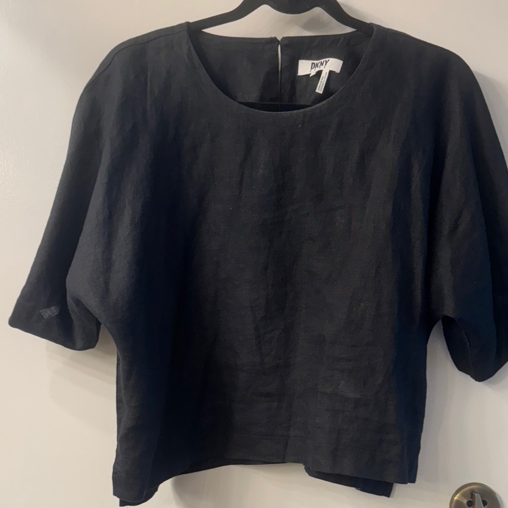 DKNY Black Linen Blouse